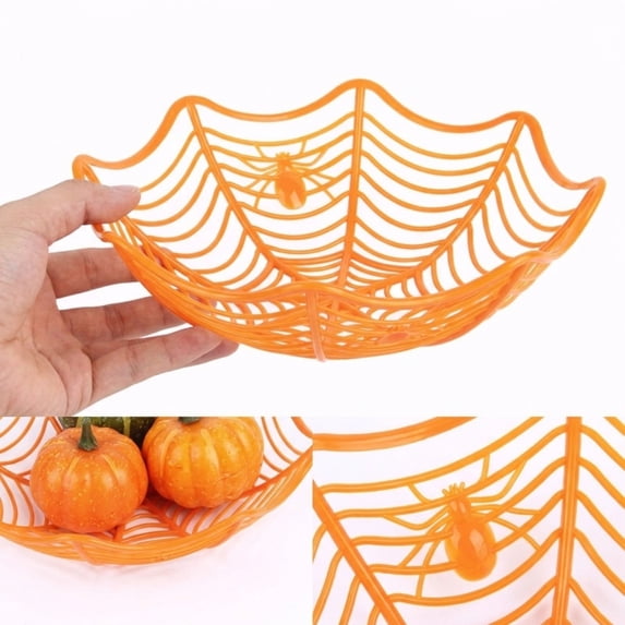 Summerween Halloween Candy Bowl, Countertop Platter, Halloween Pumpkin Snack Bowl Stand Series, Sculpted Hand Painted Resin, For Holiday Table Display, Orange, 1 Pack