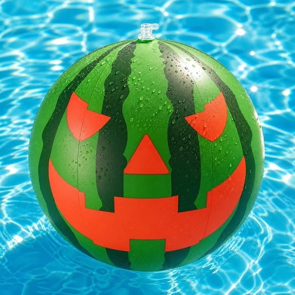 Summerween Halloween Outdoor Decor, 16 Inch Inflatable Pool Float, Mixed Watermelon And Lantern Design Beach Ball for Yard Parties and Garden Arrangement