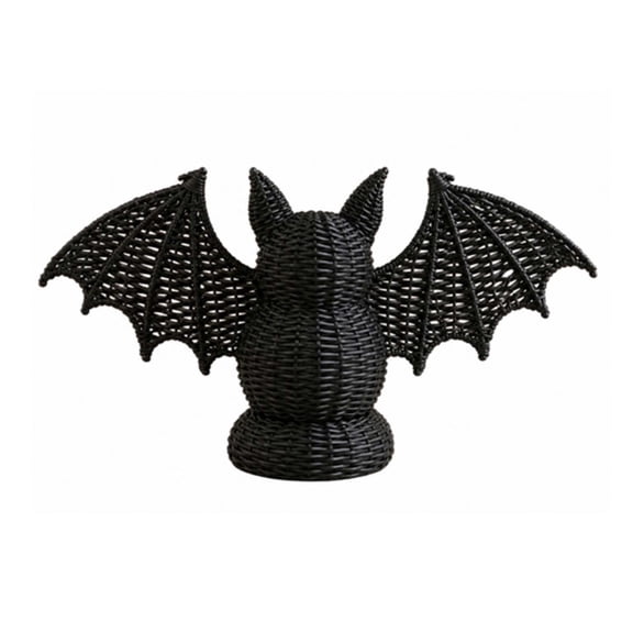 Summerween Halloween Woven Bat Figurine Decorations, Boho Style Seagrass Bat Ornament, Living Room Courtyard Halloween Decor