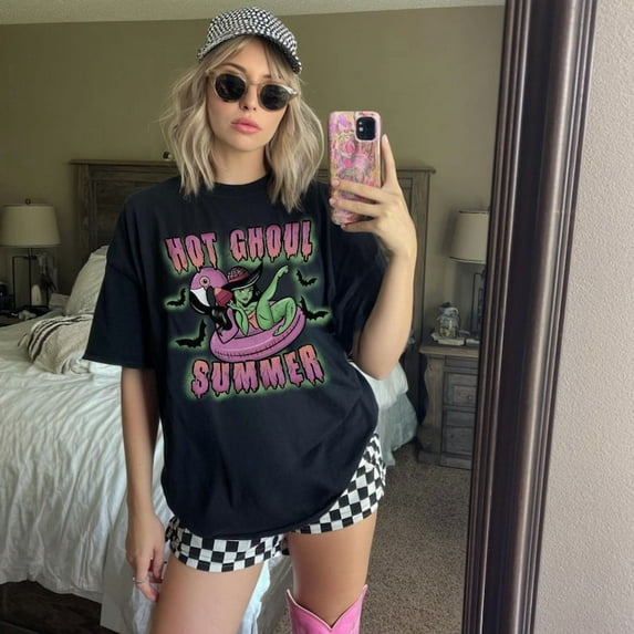 Summerween Hot Ghoul Summer T-Shirt Spooky Lover Halloween Forever Retro Zombie Girl Cute Shirt