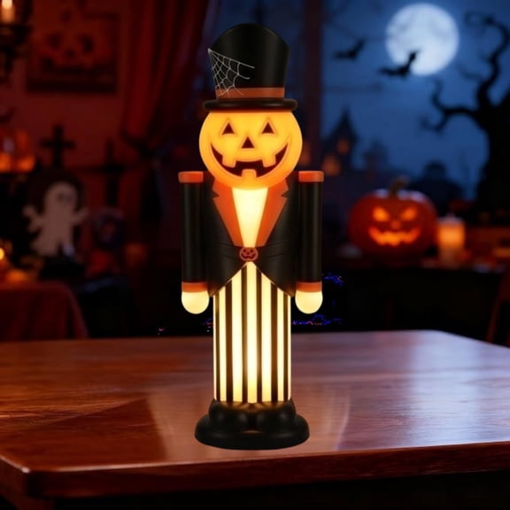 Summerween LED Nutcracker Blow Mold Sculpture, 12In Halloween Blow Mold LED Pumpkin Decor, Freestanding Statue For Indoor Halloween Event Table Display