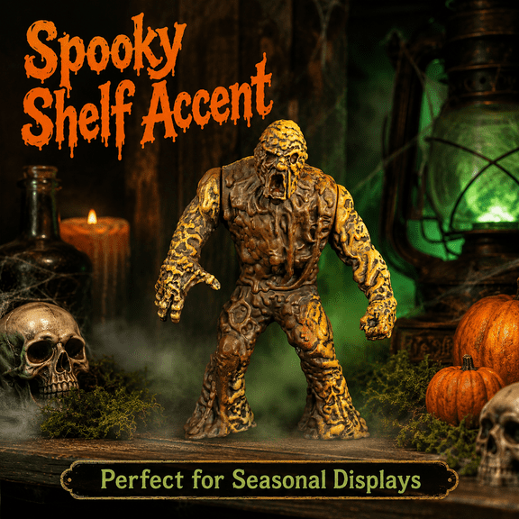 Summerween Mud Monster Collectible Action Figure Halloween Decoration, Creepy Swamp Creature Display Figure with Textured Details for Shelf Desk Party Decor