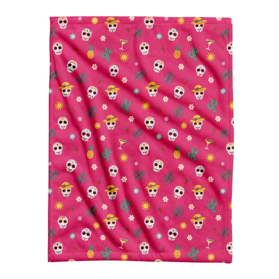 Summerween Oversize Super Soft Plush Throw Blanket – Halloween Bone Throw Blanket Summerween Bone Pattern Flannel, Halloween Decorations Cozy Throw for Couch Bed, Summer Patio Pool Halloween Throws