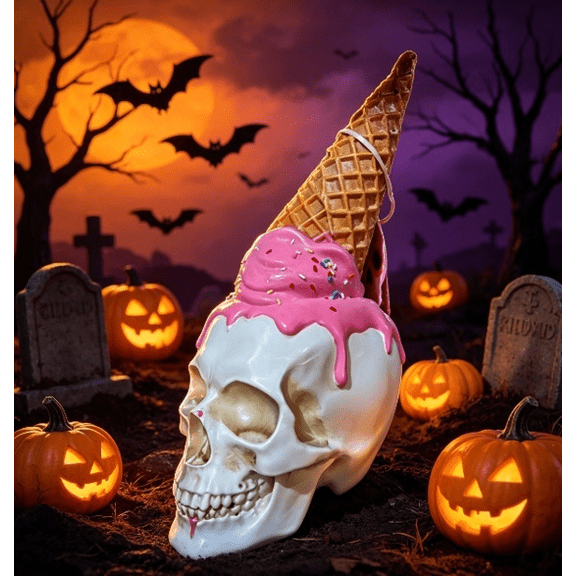 Summerween Pink Ice Cream Skull