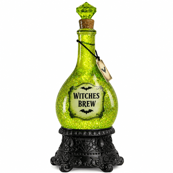 Summerween Poison Bottle Glitter Globe Thoughtfully Designed To Be Beautiful While Off And Magical When Turned On For Home Or Office Display