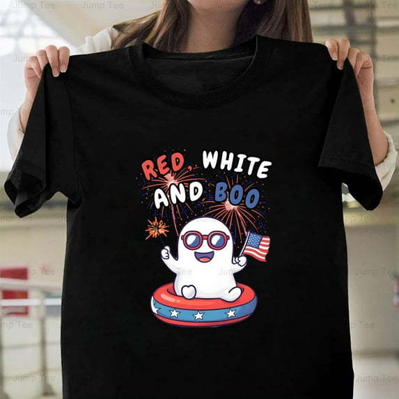 Summerween Red White And Boo Patriotic 4th Of July Summer Unisex T-Shirt, up to size 5XL