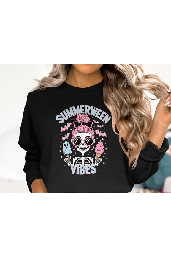 Summerween Shirt, Funny Ice Cream T-Shirt, Halloween In July Sweatshirt, Spooky Cute Summer Vibes Top, Pastel Goth Beach Shirt