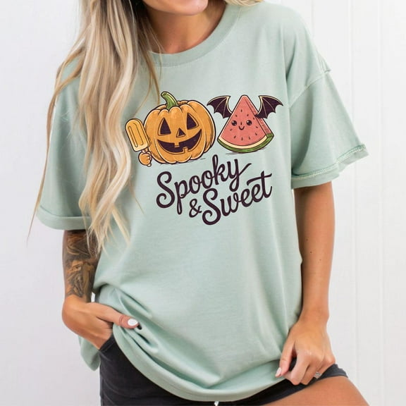 Summerween Shirt, Popsicle Tee, Spooky and Sweet Watermelon T-Shirt, Cute Summer Halloween Sublimation Graphic Shirt