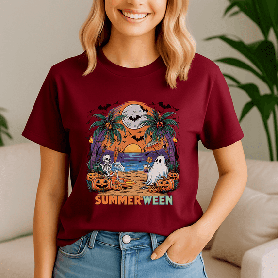 Summerween Shirt, Summer Halloween TShirt, Cute Spooky Ghost Tee, Halloween Shirt, Halloween Gift, Ghost Beach , Pumpkin Spooky Season ,Summerween Vibes
