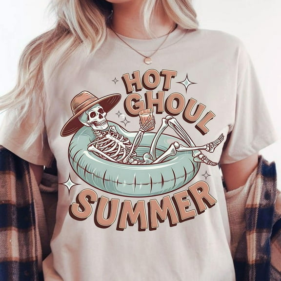 Summerween Shirt, Summer Halloween Tee, Hot Ghoul Summer T-Shirt, Funny Spooky Season Graphic Shirt for Warm Weather Haunts