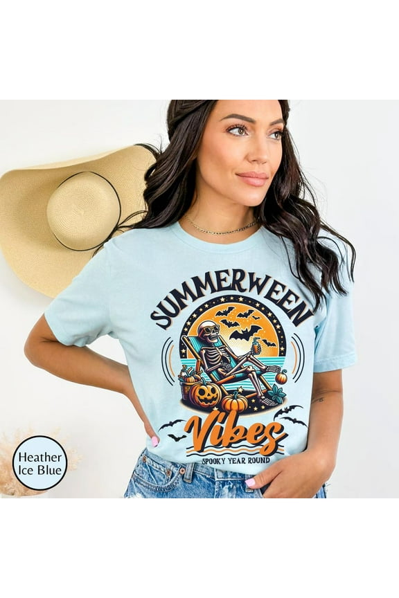Summerween Shirt, Summer-ween Tshirt, Spooky Summer Tee, Summer Halloween Shirt, Halloweener Gift,Year-Round Halloween,Beach Skelly Shirt Gift