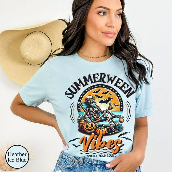 Summerween Shirt, Summer-ween Tshirt, Spooky Summer Tee, Summer Halloween Shirt, Halloweener Gift,Year-Round Halloween,Beach Skelly Shirt Gift