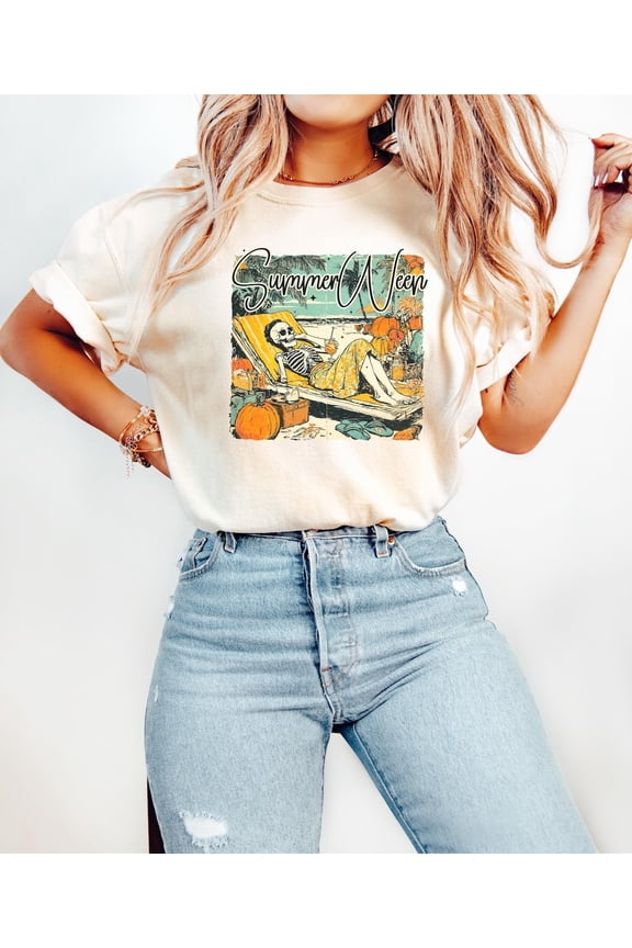 Summerween Skeleton Shirt, Summer-ween Tshirt, Spooky Summer Tee, Summer Halloween Shirt, Halloweener Gift,Year-Round Halloween,Beach Skelly