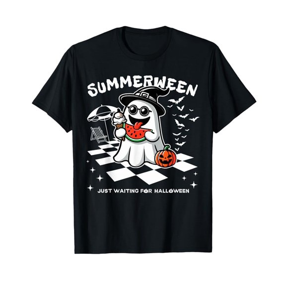 Summerween Spooky Halloween Summer Vibes Pumpkin Ghost Tee Men Women