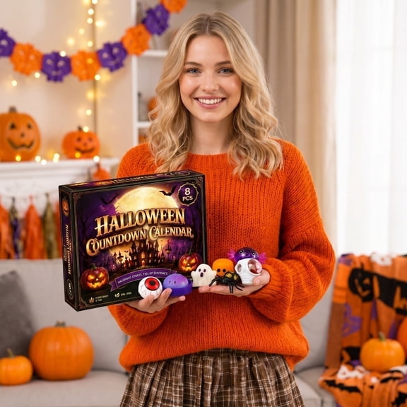 Summerween Squishy Mystery Halloween Countdown Calendar Spooky Surprise Daily Reveal Toy Set Halloween Countdown Collectible Sensory Squishy Gift