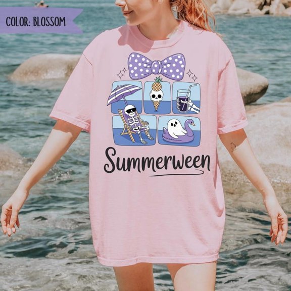Summerween T-Shirt Cute Pastel Halloween Tee Spooky Summer Party Halloween Lover Halloweener Gift Shirt