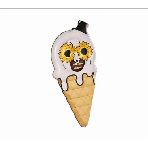 Summerween Terrifier Art Scary Clown Ice Cream Inflatable Pool Float Novelty Outdoor Water Accessory, Halloween Collectible Decorative
