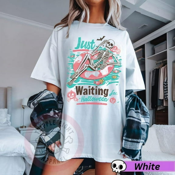 Summerween Tshirt, Summer Skeleton, Spooky Summer Tee, Vacation Shirt, Retro Summer, Girly Summer, Beach Vibes, Halloween Skeleton, Skeleton