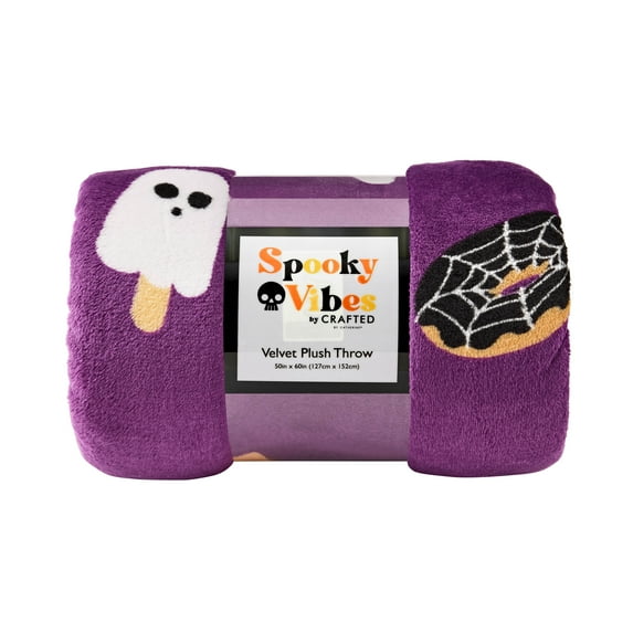 Summerween Velvet Plush Throw - Spooky Treats Design, for All Ages