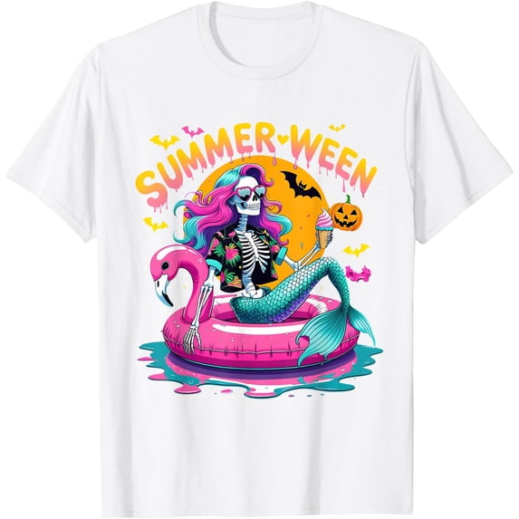 Summerween Vibes Spooky Summer Mermaid Halloween Unisex T-Shirt