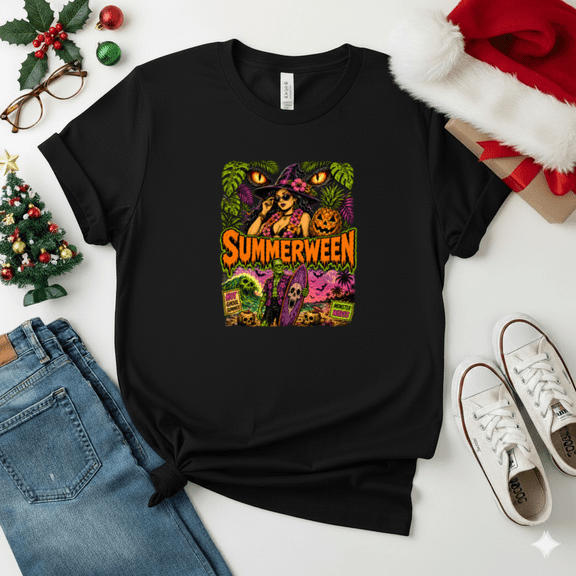 Summerween Witch Zombie Surf Halloween Tropical Unisex T-Shirt, S-5XL