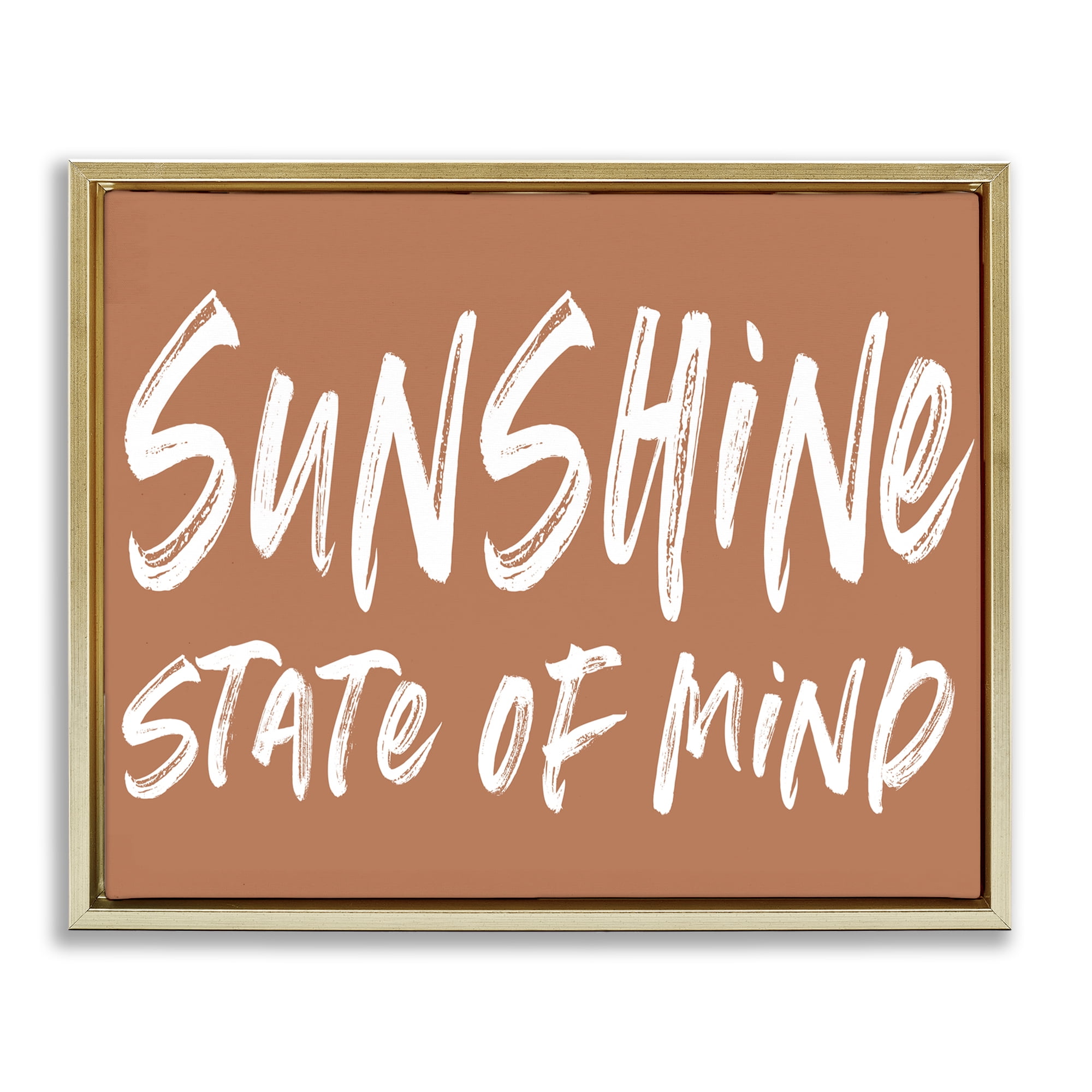 Summery Sunshine State Of Mind Gold Framed Floater Canvas Wall Art, design by Lettered and Lined
