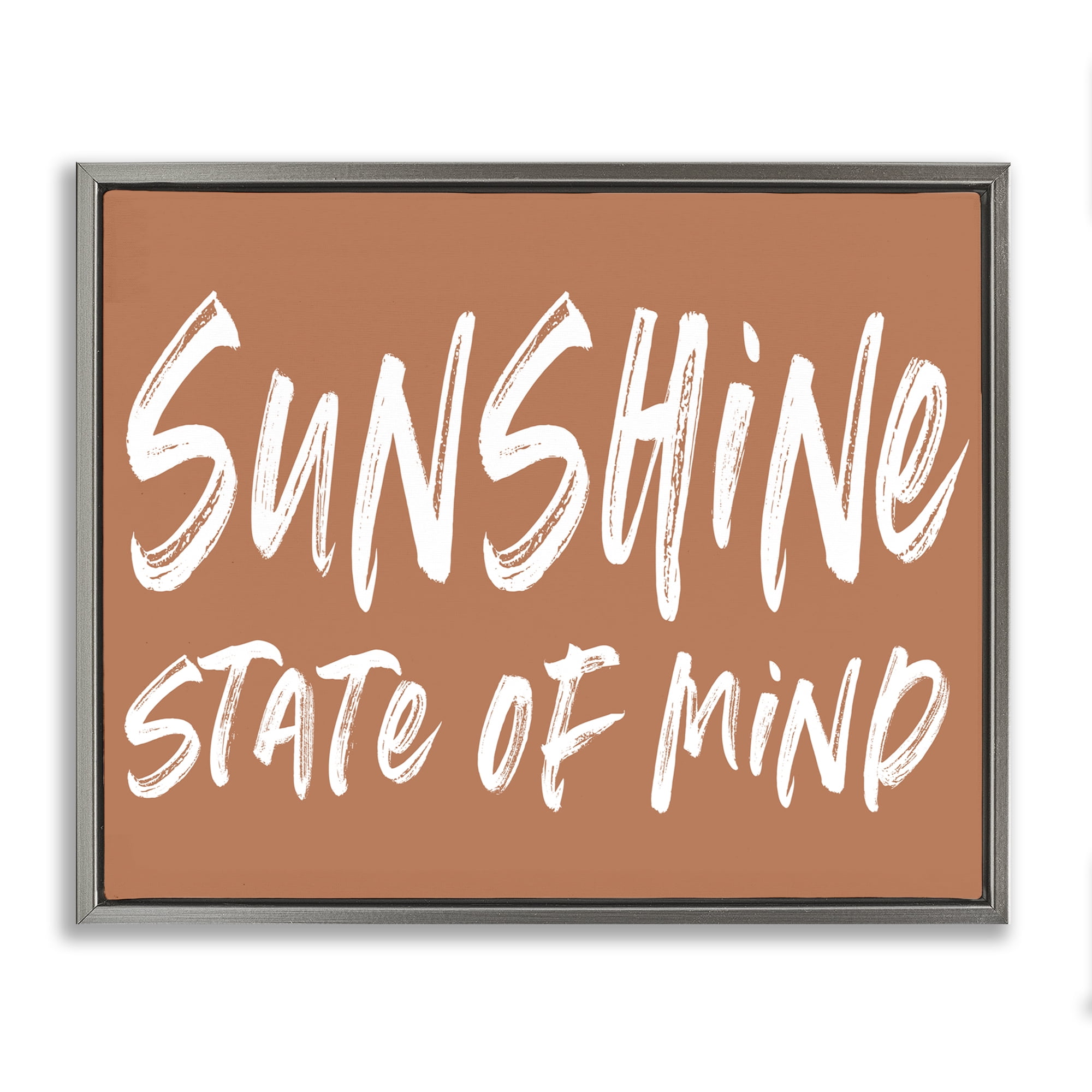 Summery Sunshine State Of Mind Gray Framed Floater Canvas Wall Art, design by Lettered and Lined