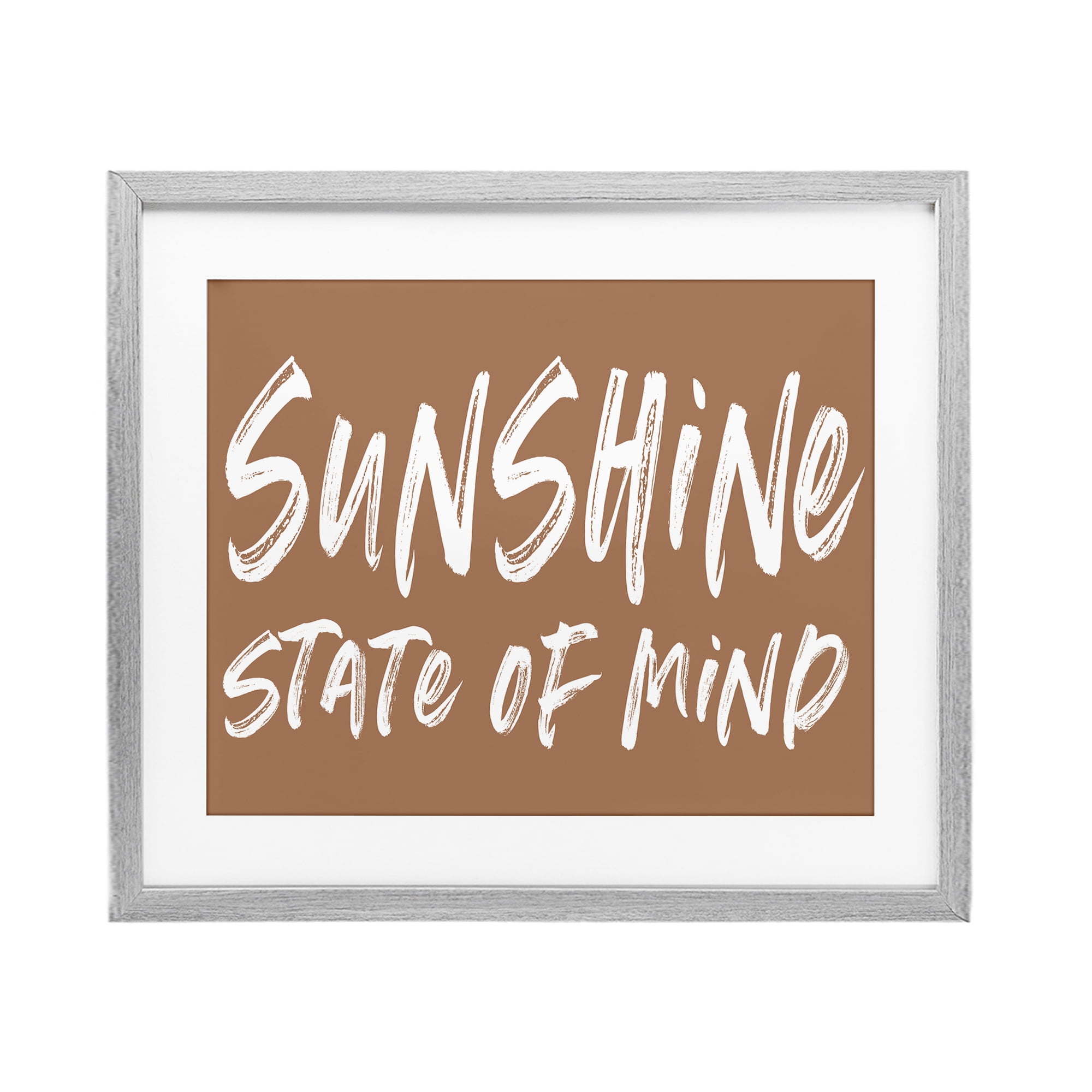 Summery Sunshine State Of Mind Gray Framed Print Under Glass, design by Lettered and Lined