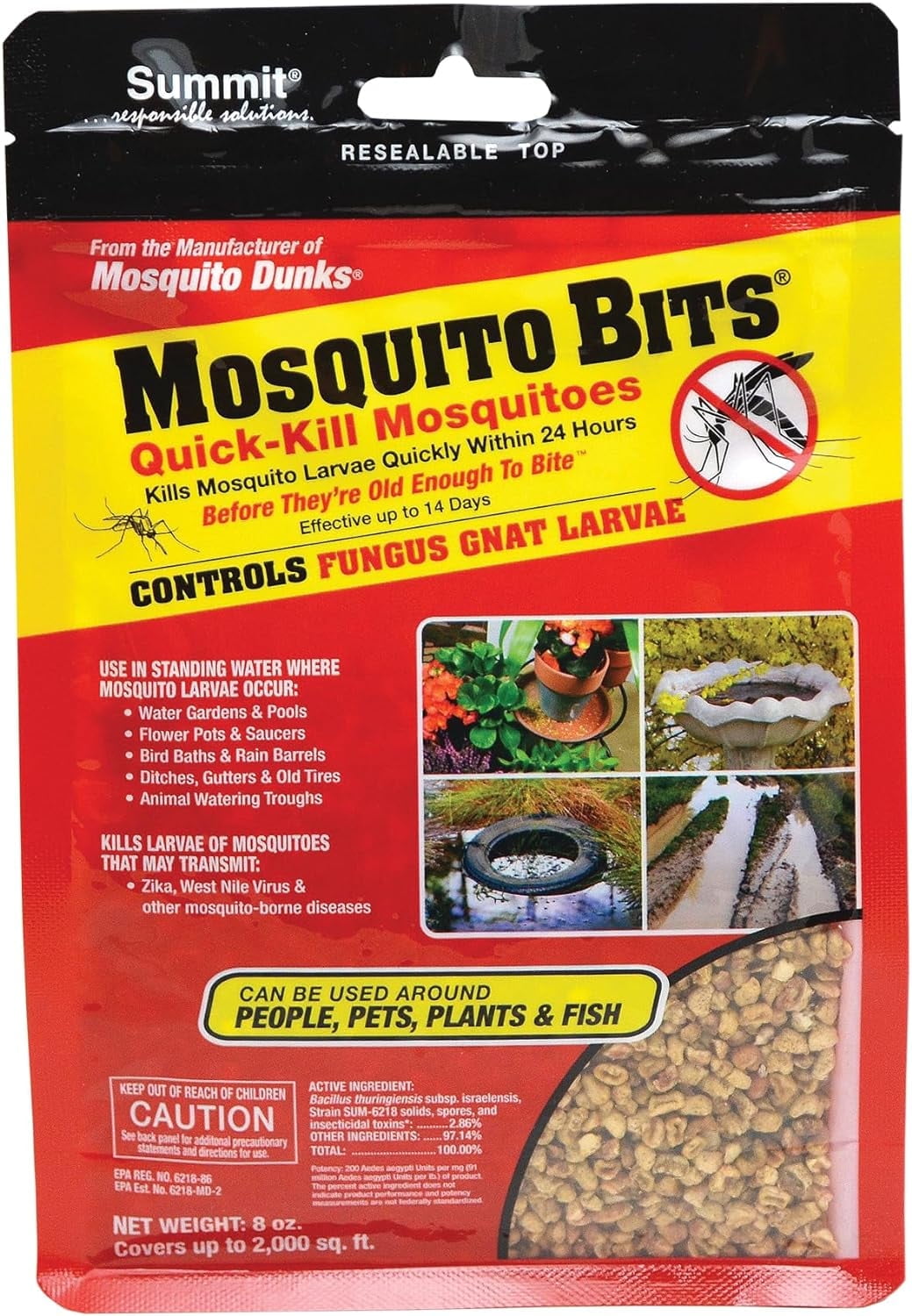 Summit Mosquito Bits Mosquito Larvae Control Granules 8 oz - Quantity of 6