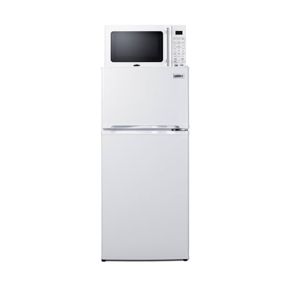 Summit 19 Inch Refrigerator and Microwave Combination, Freezer, 4.3 cu.ft Capacity, With USB Ports and Allocator, White - MRF712WA