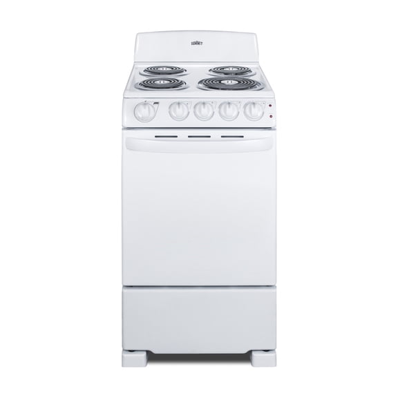 Summit 20 Inch Freestanding Electric Range, Coil Burners, White - RE203W