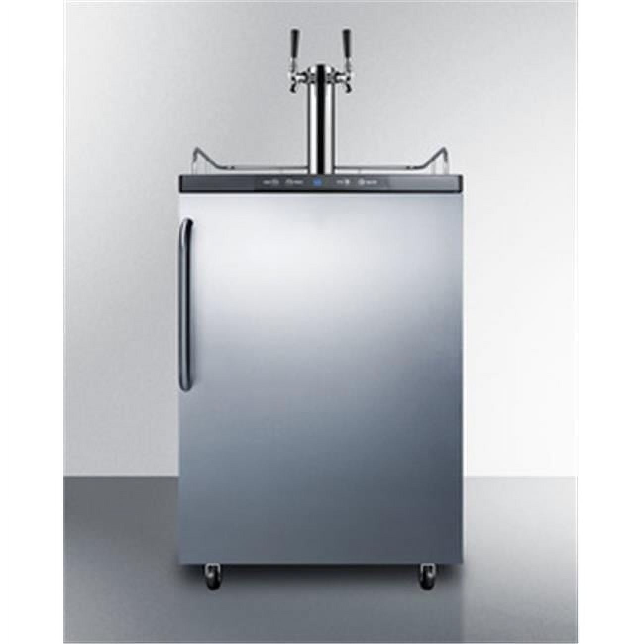 Summit 24-Inch 5.6 Cu. Ft. Freestanding Double Tap Beer Dispenser / Kegerator With Towel Bar Handle