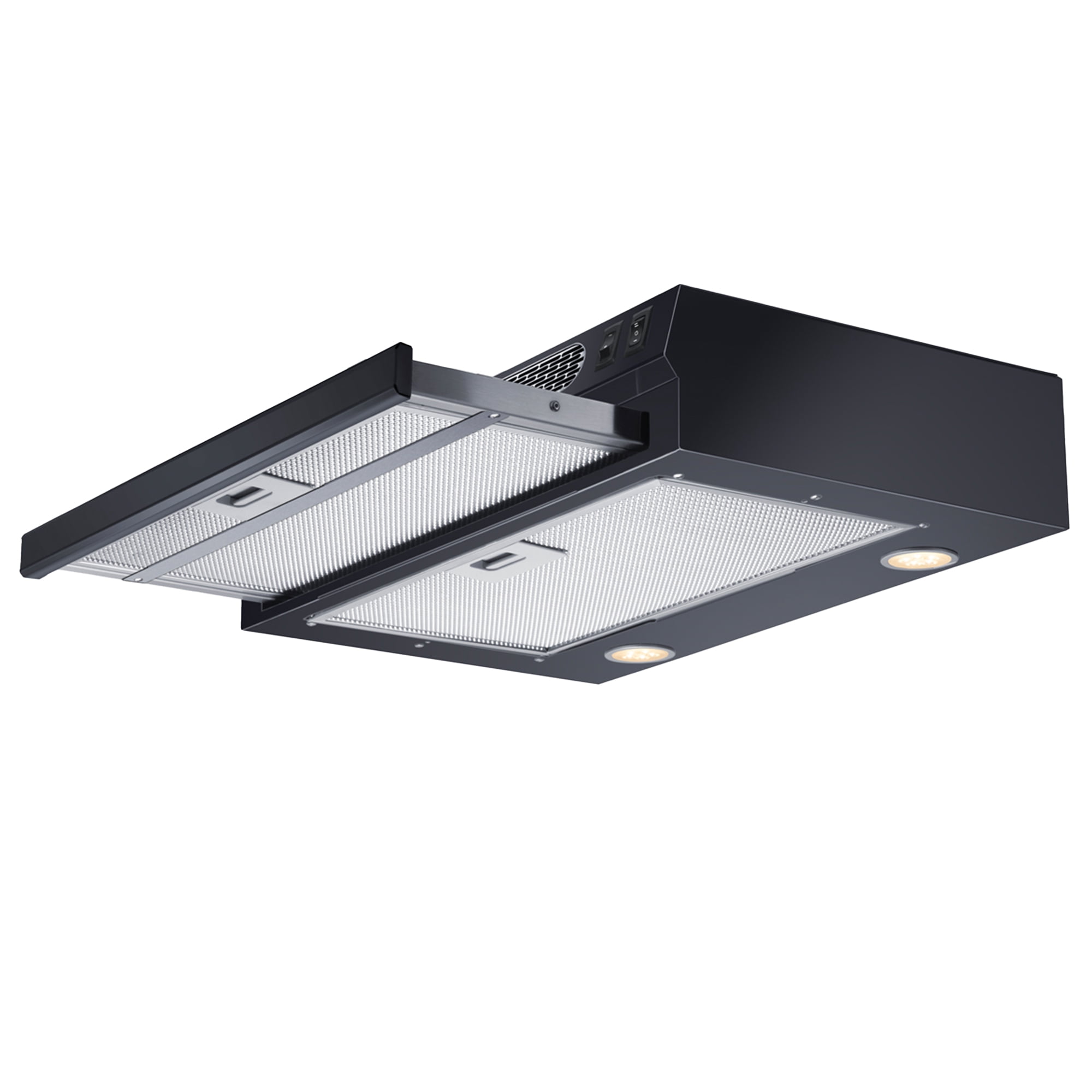 Summit 24 Inch Recirculating Range Hood, Retractable, Black - HRTX24B Made in the USA