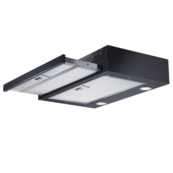 Summit 24 Inch Recirculating Range Hood, Retractable, Black - HRTX24B Made in the USA