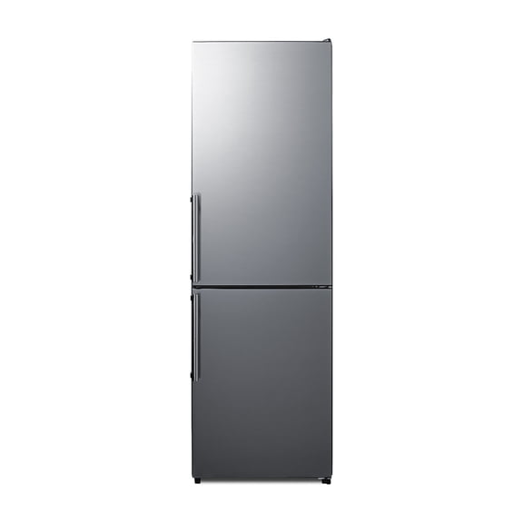 Summit 24 Inch  Refrigerator, 10.8 cu.ft. cu.ft Capacity, Bottom Freezer, With Ice Maker, Stainless Steel Look - FFBF235PLIM