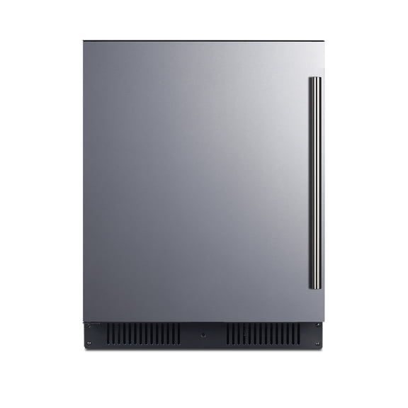 Summit 24 Refrigerator, Outdoor, 4.3 cu.ft. Capacity, ADA Compliant,  Undercounter, Built-in Ready, Stainless Steel - SPR624OSLHD (Left Handed Door Swing)