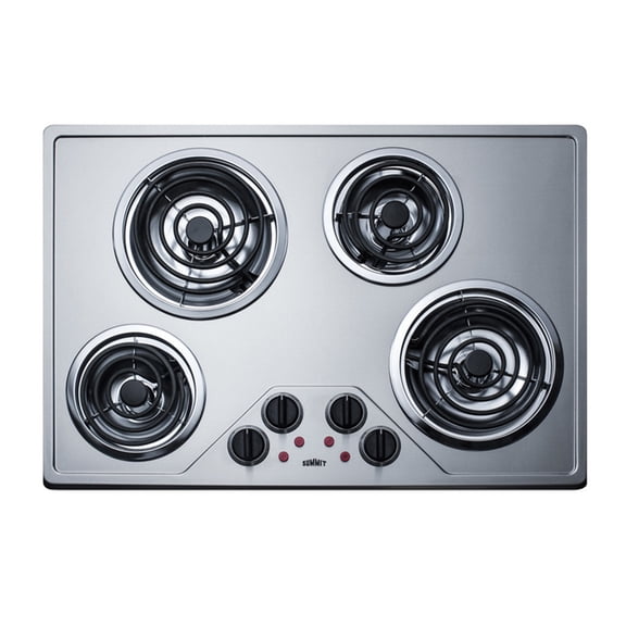 Summit 30 Inch Electric Cooktop, 230 Volt, ADA compliant, 4 Burners, Stainless Steel - CR431SS