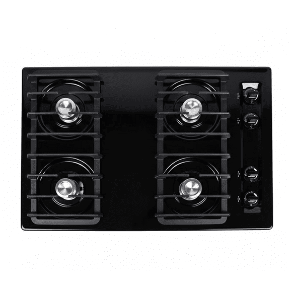 Summit 30 Inch Gas Cooktop, 4 Burners, Battery Start, Black - TNL05IP
