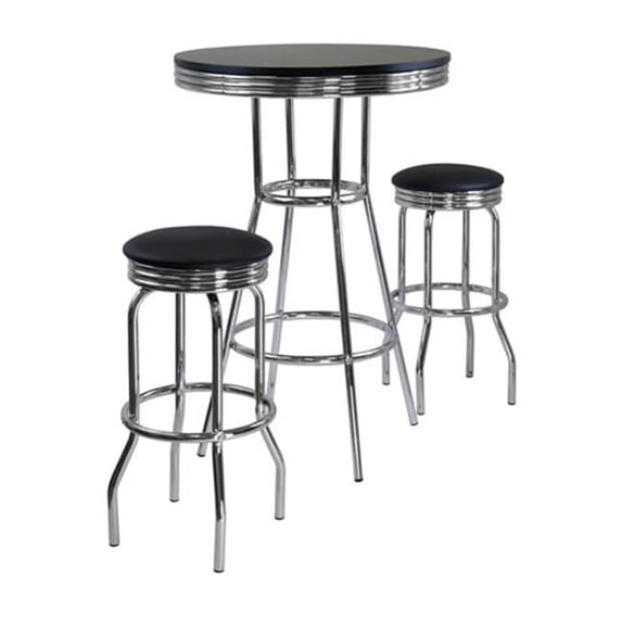 Summit 3pc Pub Table Set includes 2 Swivel Stool - Black - Metal