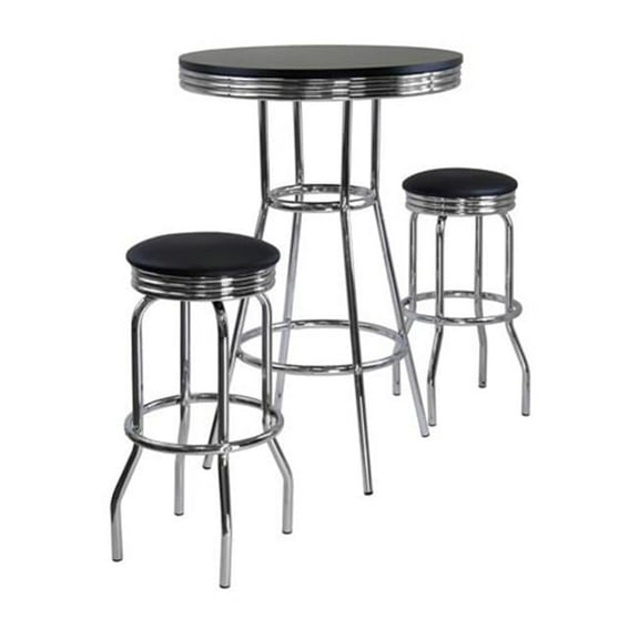 Summit 3pc Pub Table Set includes 2 Swivel Stool - Black - Metal