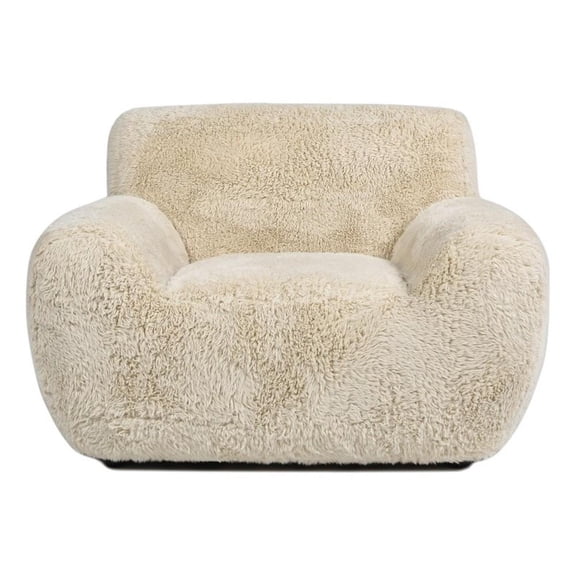Summit 49" Faux Sheepskin Overstuffed Arm Chair Cream Beige