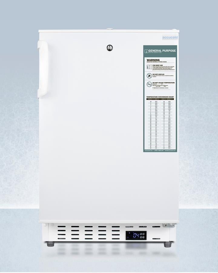Accucold ADA404REF 20" Built-In ADA Undercounter Healthcare Refrigerator, 3.32 Cu.Ft., Solid Door