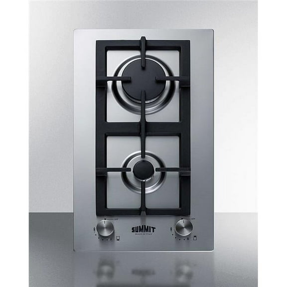 Summit Appliance 12 in. Stainless Steel Wide 2 Burner Gas Cooktop, Stainless Steel