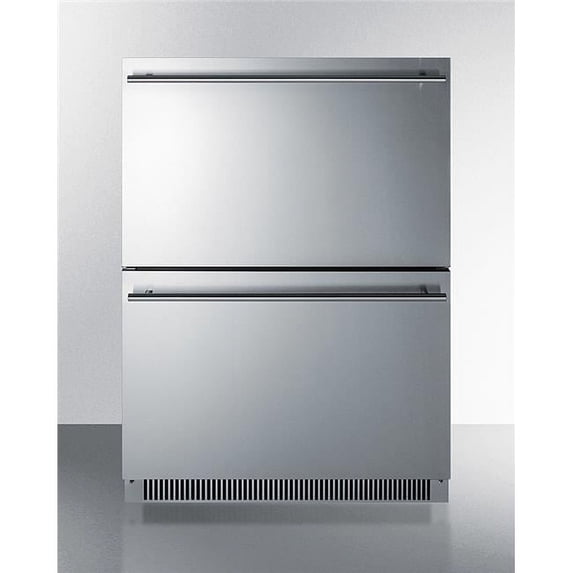 Summit ADRD24 24 Stainless Steel ADA Compliant Drawer Refrigerator with 4.8 cu. ft. Capacity Outdoor Approved Frost-Free Operation Digital Thermostat and LED Lighting