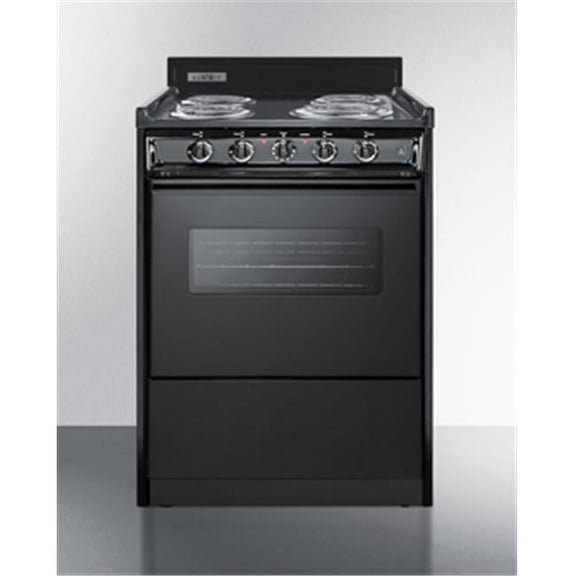 Summit Appliance  24 in. Wide Electric Range with Oven Window, Interior Light & Lower Storage Compartment, Black