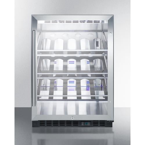 Commercial built-in undercounter wine cellar with champagne style shelving
