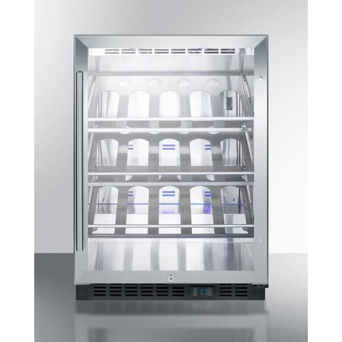 Commercial built-in undercounter wine cellar with champagne style shelving