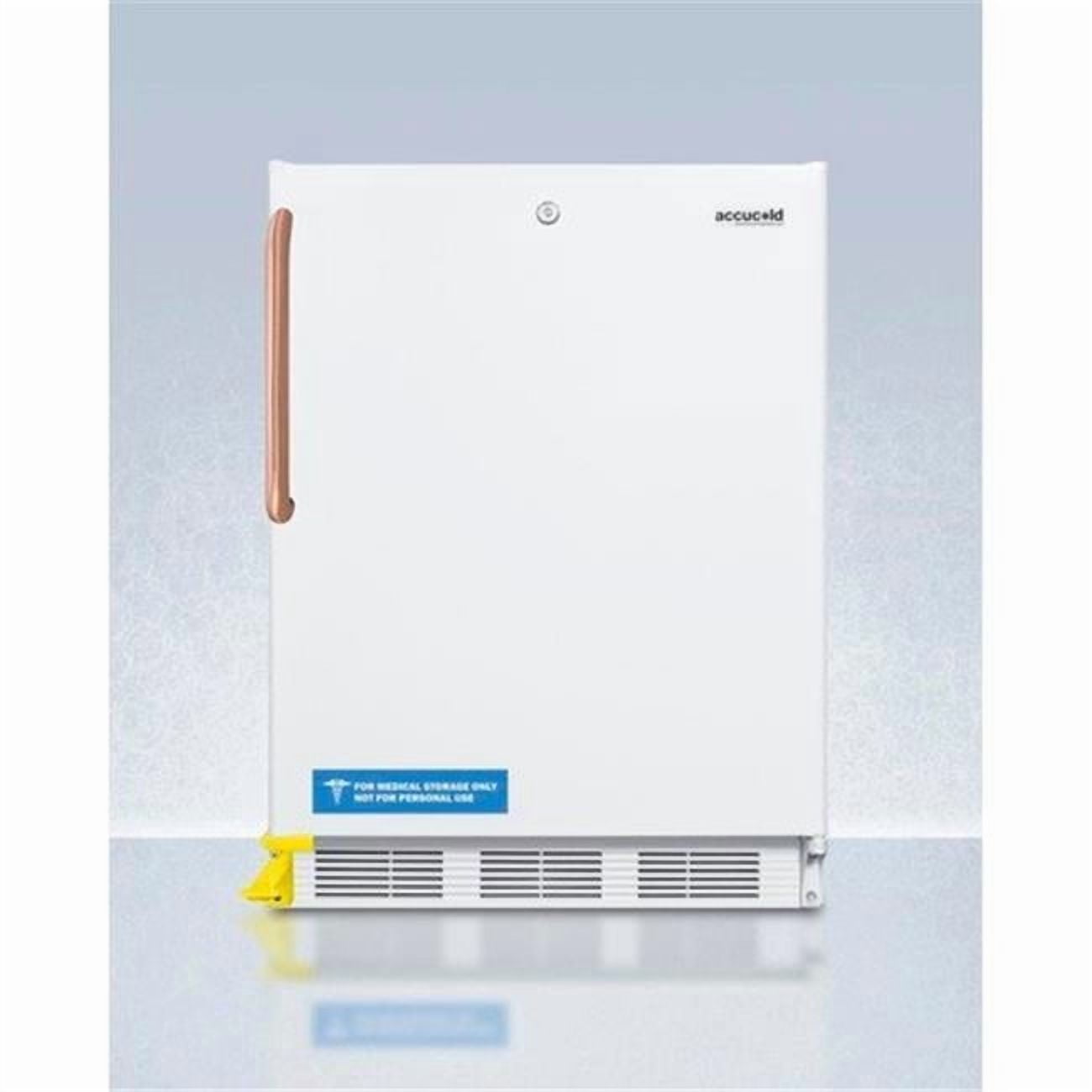 ADA compliant built-in undercounter all-refrigerator with copper handle and step-to-open door pedal
