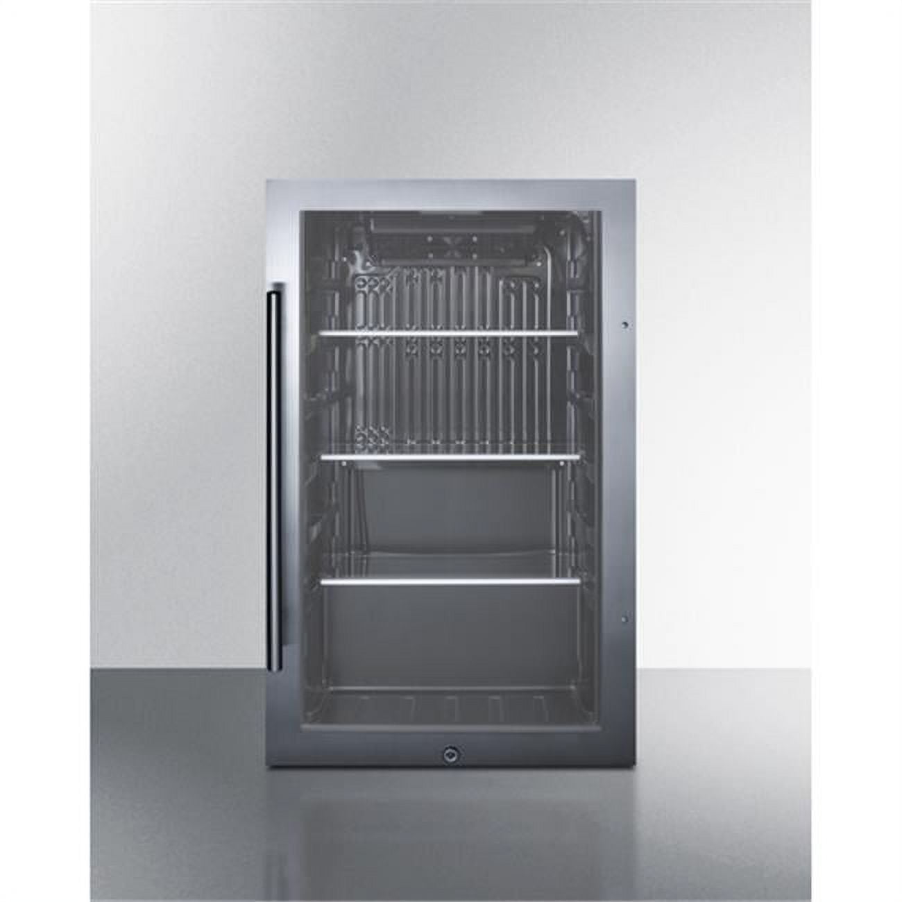 Compact Black Glass Undercounter Beverage Cooler with Stainless Steel Trim