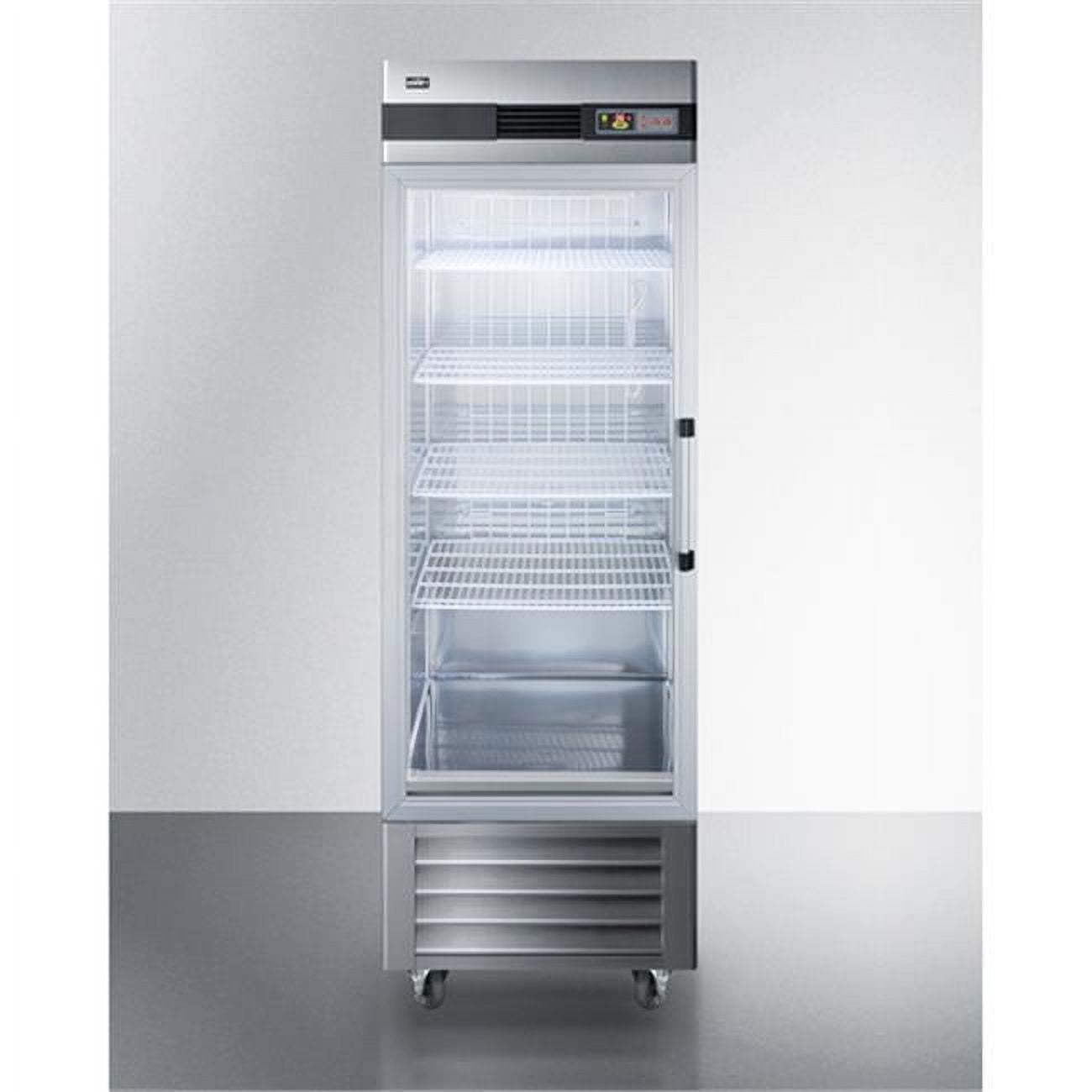 Commercially approved 23 cu.ft. glass door reach-in refrigerator, left hand door swing